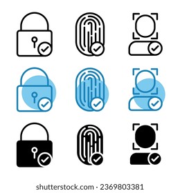 conjunto de iconos de seguridad con tres estilos de diseño