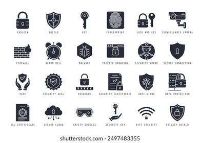 Set of security icons vector illustration. icons bundle isolated on white background