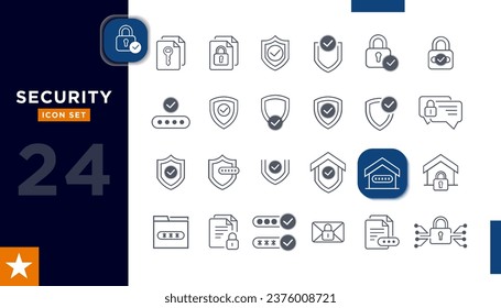 conjunto de iconos de línea de seguridad, como proteger, contraseña, bloquear