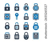 Set of security lock icons collection