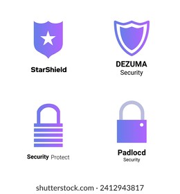 Conjunto de plantillas de diseño de logotipo de seguridad. Icono Escudo y candado. Paquete de logotipos.