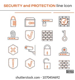 Set, security and protection icons.