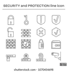 Set, security and protection icons.