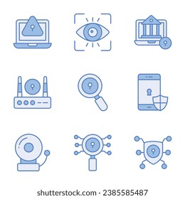 Conjunto de iconos de seguridad y protección establecidos en estilo de diseño moderno