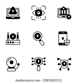 Conjunto de iconos de seguridad y protección establecidos en estilo de diseño moderno