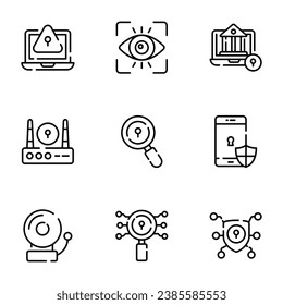 Conjunto de iconos de seguridad y protección establecidos en estilo de diseño moderno