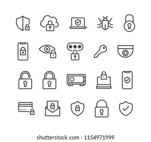 Set of Security ,Protection , Related Vector line icons Editable Stroke. 48x48 Pixel Perfect.