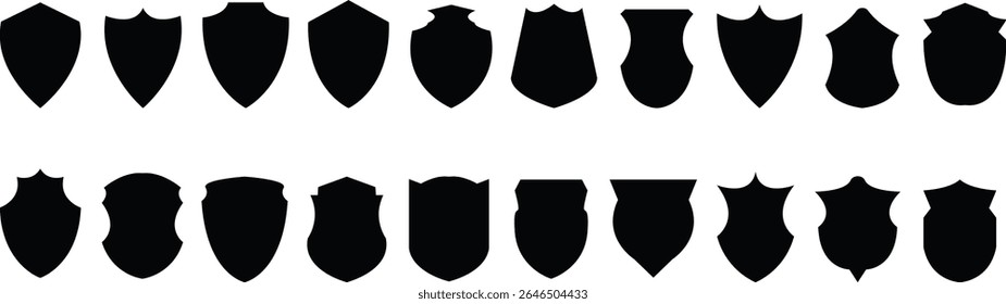 Set of security shield icons and badges shape collections.. Vector design elements in concept of safety and protection. Collection of security shield icons.