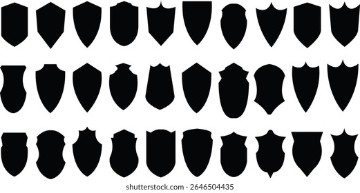 Set of security shield icons and badges shape collections.. Vector design elements in concept of safety and protection. Collection of security shield icons.