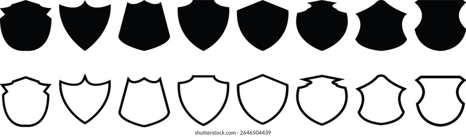 Set of security shield icons and badges shape collections.. Vector design elements in concept of safety and protection. Collection of security shield icons.