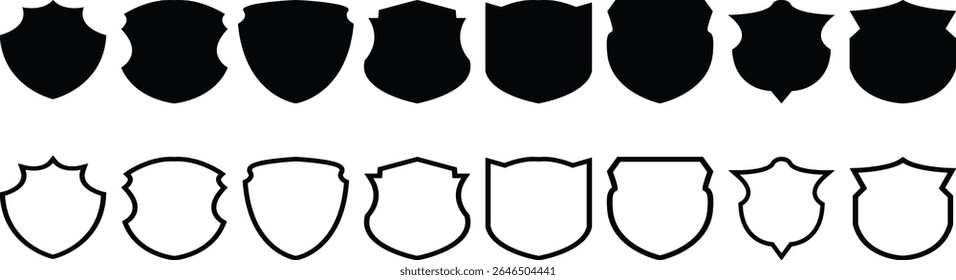 Set of security shield icons and badges shape collections.. Vector design elements in concept of safety and protection. Collection of security shield icons.