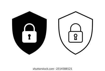 Conjunto de iconos de escudo de seguridad. Señal de Vector de bloqueo seguro de protección. Símbolo de seguridad y privacidad. Ilustración vectorial.