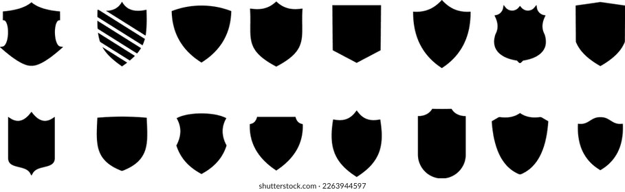 Conjunto de iconos de protección de seguridad, los logotipos de protección de seguridad con marca de verificación y candado. Símbolos del escudo de seguridad. Ilustración vectorial.