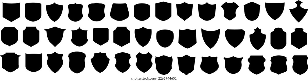 Set of security shield icons, security shields logotypes with check mark and padlock. Security shield symbols. Vector illustration.