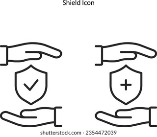 Set of security shield icons, security shields logotypes with check mark. Security shield symbols. Vector illustration.