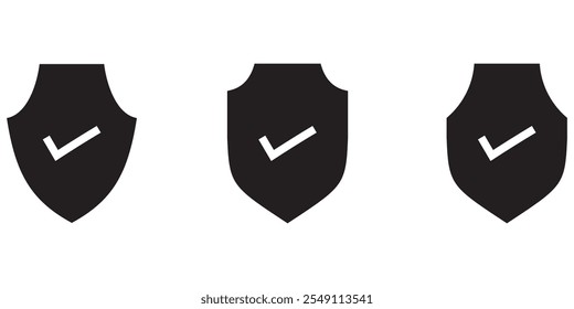 Set of security shield icons, security shields logotypes with check mark and padlock. Security shield symbols, symbol for web site Computer and mobile. design eps 10