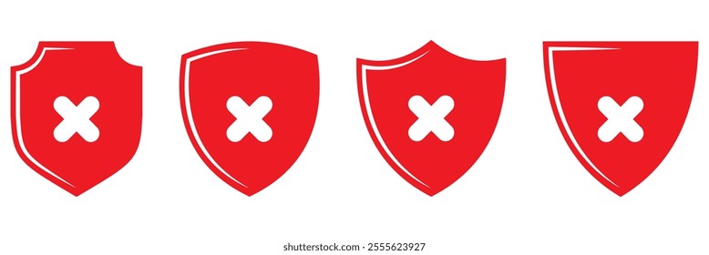 Set of security shield icons, security shields logotypes with check mark and padlock. Security shield symbols. Vector illustration.