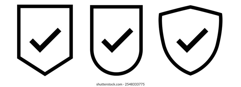 Conjunto de ícones da blindagem de segurança. Símbolos do escudo de segurança  Proteger ícones de blindagem. Ilustração vetorial.