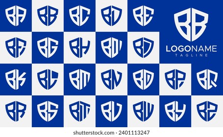 Set of security shield letter B BB logo design