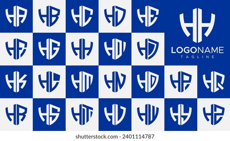 Set of security shield letter H HH logo design