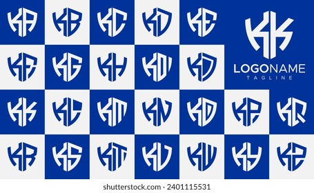 Set of security shield letter K KK logo design