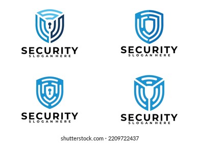 set of security shield logo vector design template