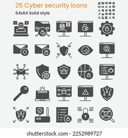 set of security solid icons