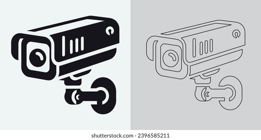 Conjunto de iconos de cámaras de seguridad o vigilancia. Icono de cámara CCTV, Vector Graphics. Icono de cámara de seguridad inalámbrica. Icono negro para cámara CCTV aislada en fondo blanco