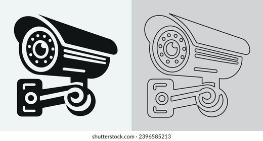 Set of security or surveillance camera icons. CCTV camera icon, Vector Graphics. Wireless security camera icon. Black icon illustration for CCTV camera isolated on white background