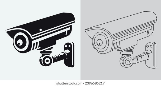 Set of security or surveillance camera icons. CCTV camera icon, Vector Graphics. Wireless security camera icon. Black icon illustration for CCTV camera isolated on white background