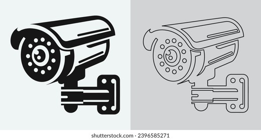 Set of security or surveillance camera icons. CCTV camera icon, Vector Graphics. Wireless security camera icon. Black icon illustration for CCTV camera isolated on white background