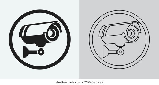 Conjunto de iconos de cámaras de seguridad o vigilancia. Icono de cámara CCTV, Vector Graphics. Icono de cámara de seguridad inalámbrica. Icono negro para cámara CCTV aislada en fondo blanco