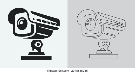 Set von Sicherheits- oder Überwachungskamerasymbolen. CCTV-Kamerasymbol, Vektorgrafik. Symbol für drahtlose Sicherheitskamera. Schwarze Ikone für CCTV-Kamera einzeln auf weißem Hintergrund
