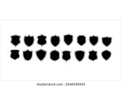 Definir modelo de logotipo de símbolo de segurança Ícone de segurança de escudo de proteção.  Ilustração de vetor .Ícones de contorno preto escudo Ótimo para elementos de web, app e branding focados na segurança. Design vetorial.