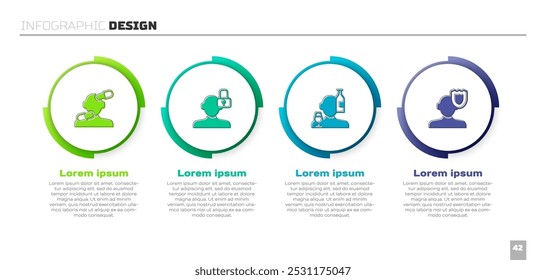 Set Sedative pills, Closed personality, Alcoholism and Psychology. Business infographic template. Vector