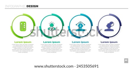 Set Sedative pills, Psychology, Hypnosis and Yin Yang symbol. Business infographic template. Vector