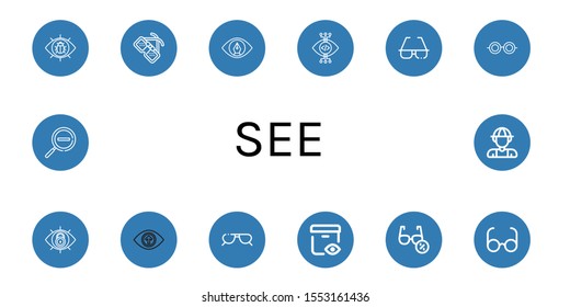 Set of see icons. Such as View, Glasses, Sunglasses, Vision, Zoom out, Explorer , see icons