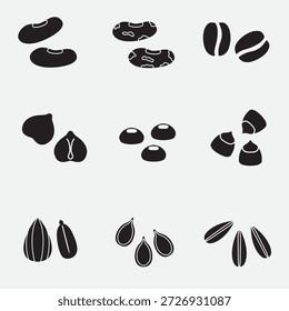 Set von Samen und Bohne gut für Symbol, Symbol, Element-Design, Silhouette-Design, etc