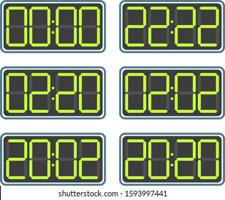 Set of segment indicator displays with different time data including 2020