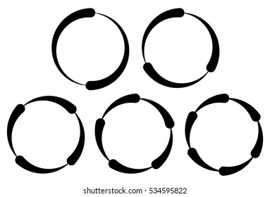 Set of segmented circles. 2,3,4,5,6 segments. Contour circles.