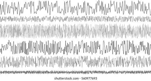 set of seismic waves oscillation earthquake waveform with random frequency and amplitude, vector seismogram recording the vibrations of the earth