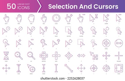 Set of selection and cursors icons. Gradient style icon bundle. Vector Illustration