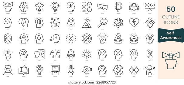 Set of self awareness icons. Thin linear style icons Pack. Vector Illustration