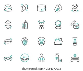 Set Selbstpflege-Icons, Spa, Beauty, Hautpflege