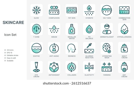 Set of self care icons spa beauty skin care with line modern style