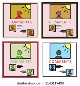 Set of Self photo concept illustration comments on the photo posting in social networks.