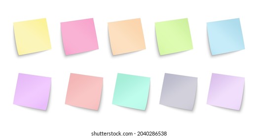 set of self-adhesive colored sheets for writing. Flat style