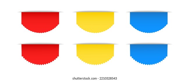 Set of semicircular banners in three colors