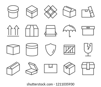 set of send box icons, such as delivery, gift, shopping, present, 