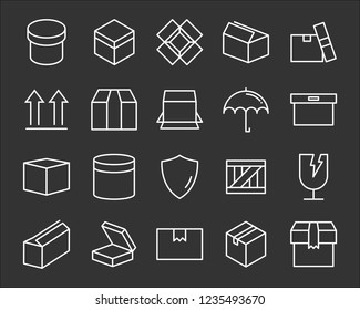 set of send box icons, such as delivery, gift, shopping, present 